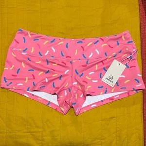 Fight me feed me women’s donut sprinkle active shorts